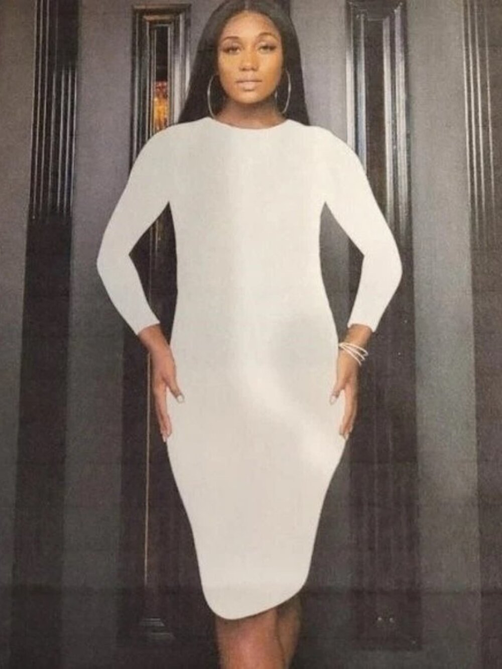 NWOT ZNZORBY ABY The Little White Bodycon Dress with Black Zipper